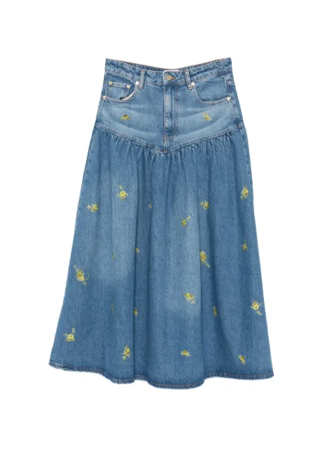 GANNI floral-print maxi skirt Blue A1090198