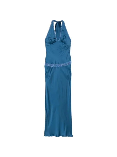 Asta Resort Celine bead-embellished halterneck maxi dress Blue PF262025K10151009