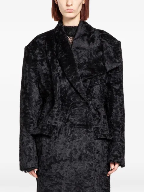 YEHUAFAN asymmetric-lapel coat Black C9000011