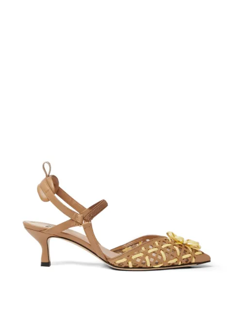 FENDI Colibri interwoven flower pumps Brown 8J8967ASAI