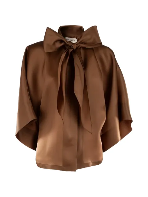 Alberta Ferretti pussy-bow batwing-sleeve blouse Brown 261M02060119