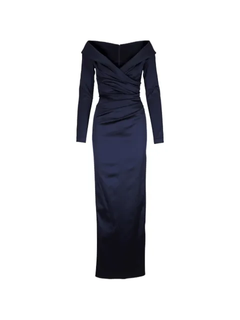 Talbot Runhof Roadtrip draped V-neck maxi dress Blue OL0944031200432