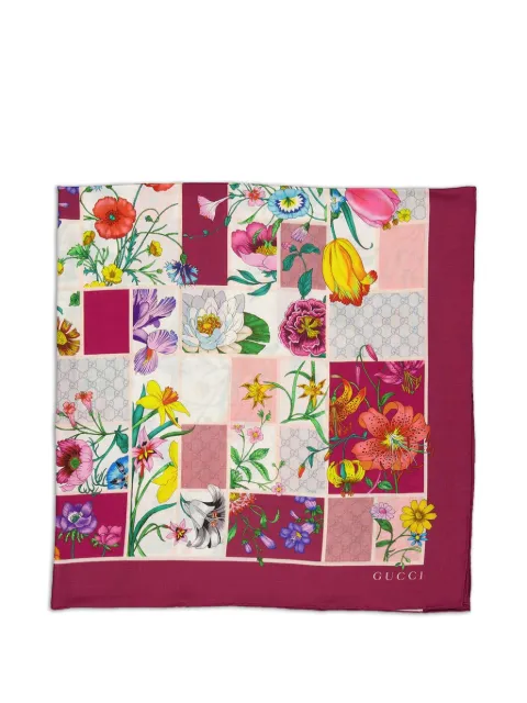 Gucci floral-print block-design scarf Pink 8511973GAD7