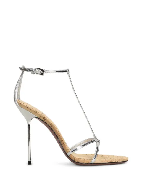 Paris Texas Lidia metallic-effect t-bar sandals Silver PX1941XMRCG