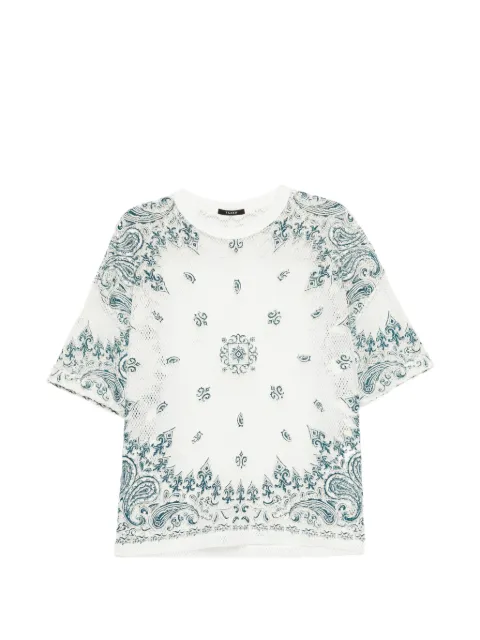 Taakk paisley-print mesh T-shirt White TA26SSJR040