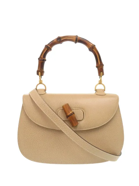 Gucci Pre-Owned 20th Century Grained Calfskin Bamboo Night satchel Neutrals W7HTIKAI2Y0S9H10