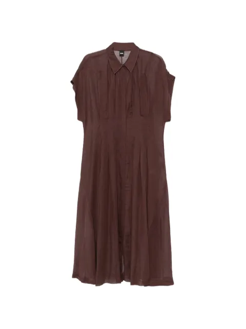 BOSS short-sleeve pleated midi dress Brown 50559733
