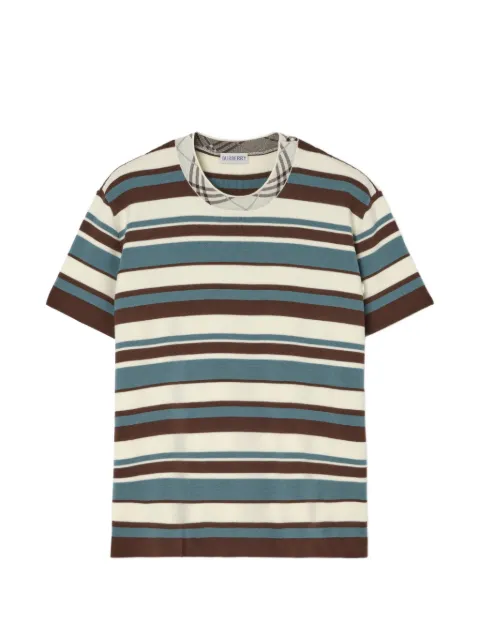 Burberry striped check trim T-shirt Neutrals 8126247