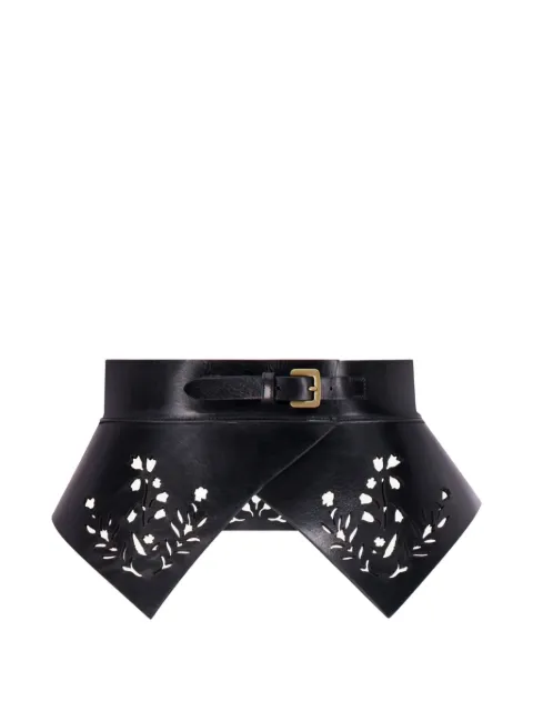 Lela Rose floral lasercut leather belt Black LRR8058