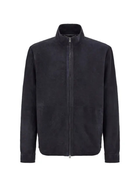 Canali zip-up leather jacket Blue O70505LE00303301301