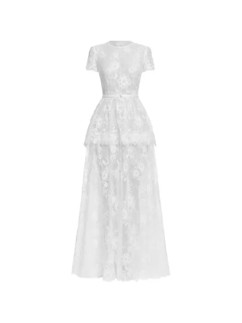Self-Portrait lace tiered maxi dress White SS26181XW