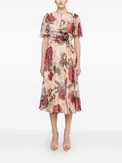 NISSA floral detail midi dress Neutrals RC16755PRINT