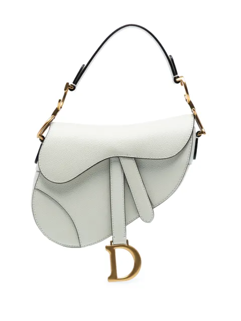 Christian Dior Pre-Owned 2020 Mini Grained Calfskin Saddle Bag satchel White H8WMMJRT0I003WEF
