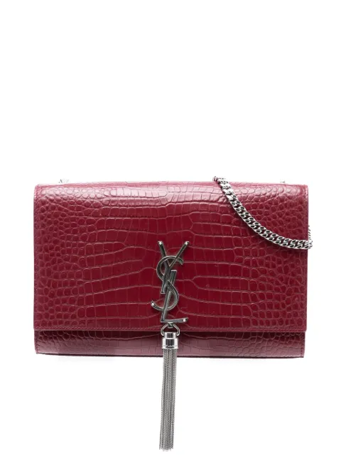 Saint Laurent Pre-Owned 2017 Medium Croc Embossed Leather Monogram Kate Tassel crossbody bag Red 4C8X7DBBPI5B3HE1