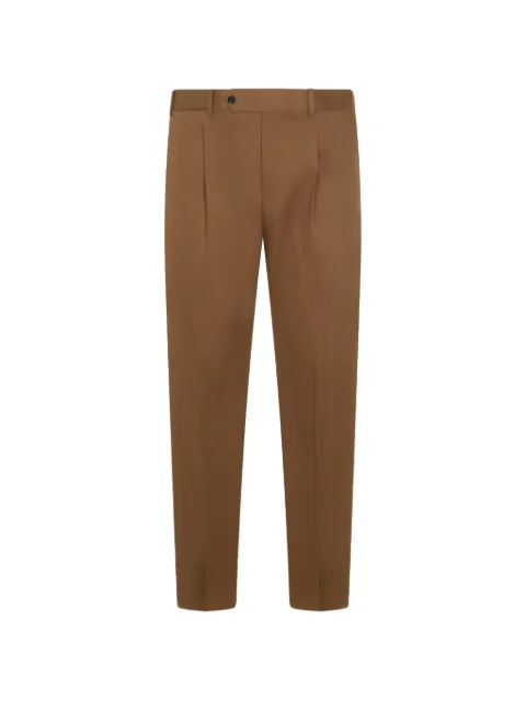 PT Torino button-fastening pleated cotton trousers Brown COZSUFZA0CL1SD800130