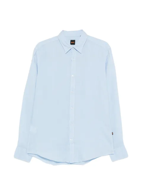 BOSS logo-embroidered shirt Blue 50567579