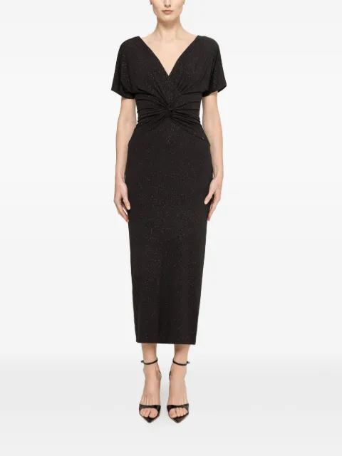 NISSA glitter V-neck maxi dress Black RS16566BLACK