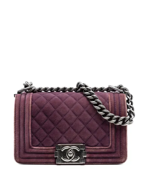 CHANEL Pre-Owned 2013-2014 Small Quilted Velvet Boy Flap crossbody bag Purple S6PAZMBKKZDCOADQ