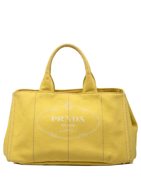 Prada Pre-Owned 2013-2026 Large Canvas Canapa Logo satchel Yellow IGLODR88DV44GD3S