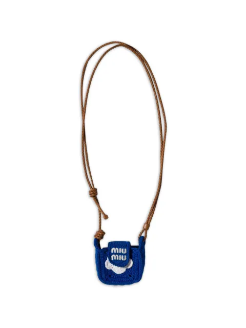 Miu Miu crochet earbud pouch Blue 5ZD0342IIJ