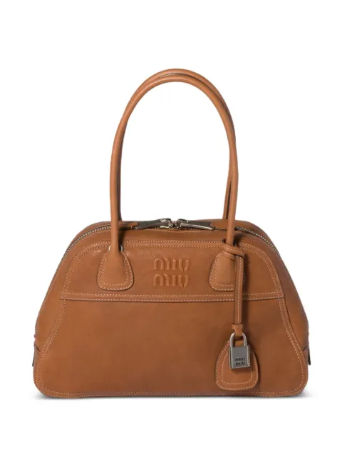 Miu Miu Vivant logo-embossed tote bag Brown 5BB199VOOO2BBL