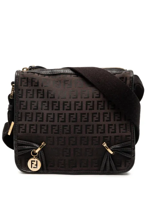 Fendi Pre-Owned 2000-2010 Small Zucchino Canvas F Charm crossbody bag Brown 4ECFZANOTVUQXFD7