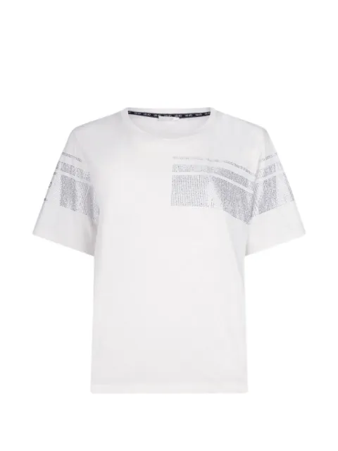 LIU JO rhinestone-embellished logo-tape T-shirt White TA6267JS923