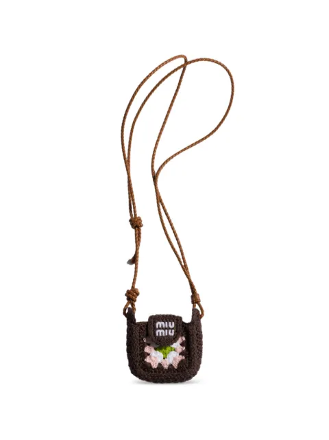 Miu Miu crochet earbud pouch Brown 5ZD0322IIJ