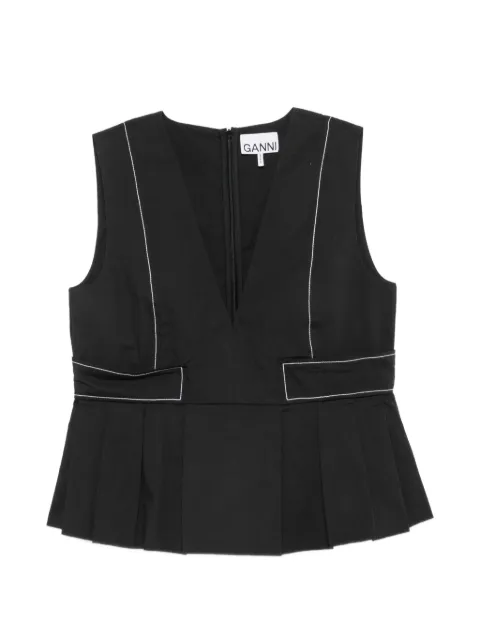 GANNI top in stretch cotton Black A1040124