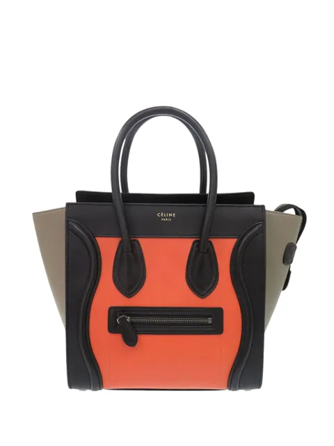Celine Pre-Owned 2010-2025 Micro Tricolor Leather Luggage Tote handbag Orange 3JWXAY8X4B87328M