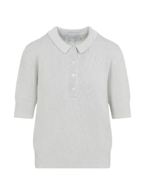 Studio Nicholson ribbed-knit polo shirt Grey TOLSASNW1892