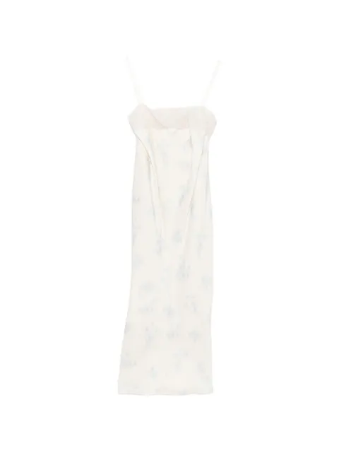 Carven floral-print lace-trim midi dress Neutrals 6261K21300