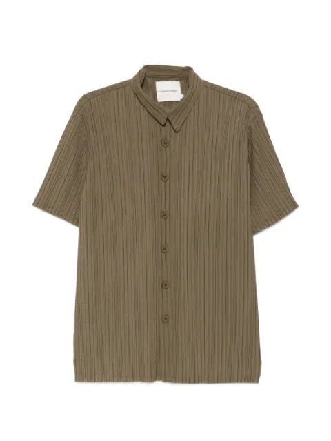 Gongdid Design plissé striped shirt Green GDM16