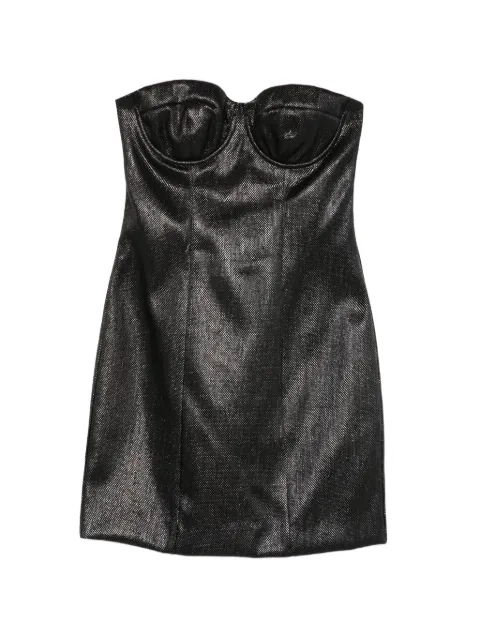 Federica Tosi metallic-finish sweetheart-neck mini dress Black 41209405