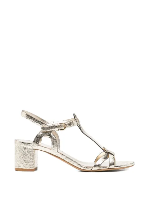 Del Carlo Betty cracked-effect T-bar sandals Gold 12122CRACKWEB