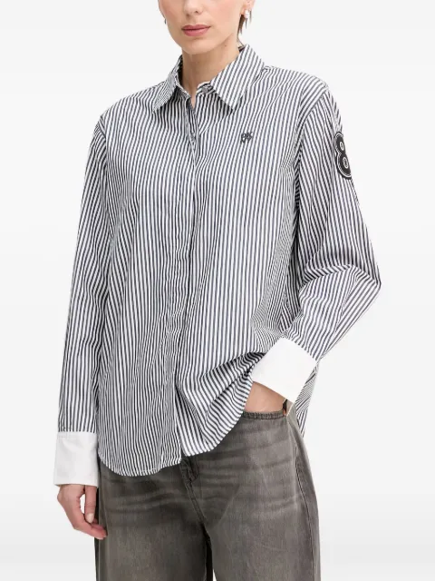 DKNY vertical-stripe logo-print shirt White P6BM0EKJ