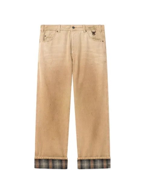Golden Goose pants in gradient beige cotton with check details Neutrals GMP02748P002656