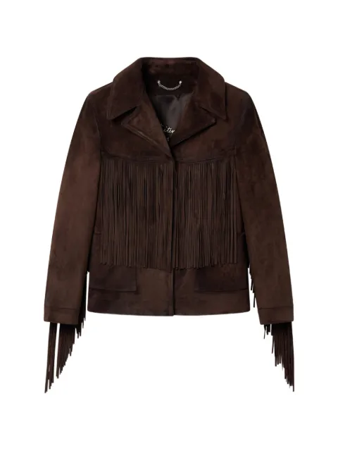 Golden Goose Journey jacket with fringes in waxed calf leather Brown GWP02368P002737