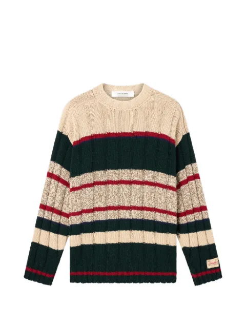 Golden Goose Journey knit crewneck reynard raglan sleeves mouliné wool stripes sweater Green GMP02833P002671
