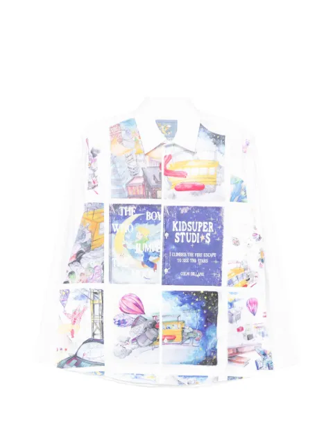 KidSuper book page patchwork shirt White SS26LTP14