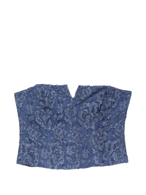 Federica Tosi floral-lace strapless top Blue 41353410