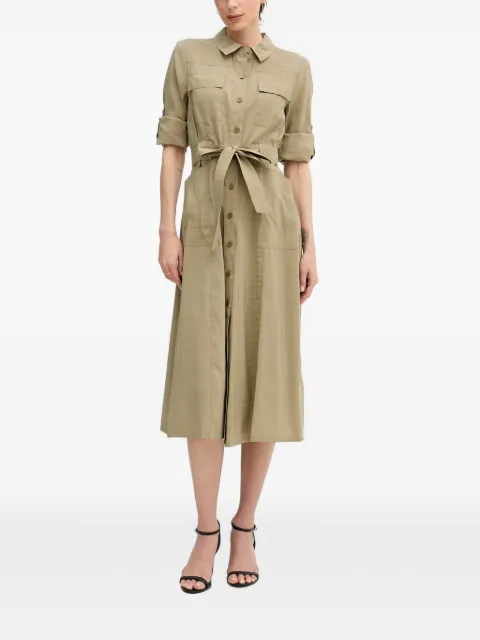 DKNY belted button-front midi dress Green P6BBTE77