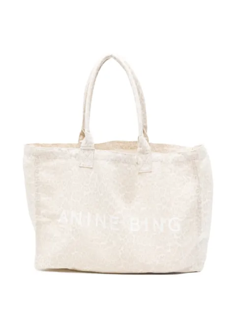 ANINE BING leopard-print canvas tote bag Neutrals A1311841MTL20