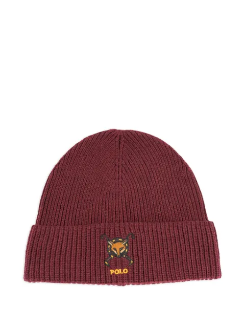 Polo Ralph Lauren embroidered rib-knit beanie hat Red PC0918661