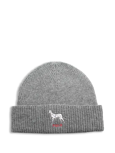 Polo Ralph Lauren Dalmatian-embroidered beanie hat Grey PC0369012