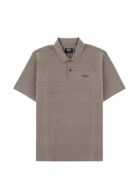 BOSS x Aston Martin horizontal-stripe cotton polo shirt Grey 50556174