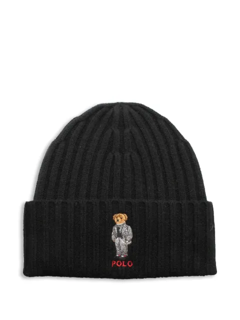 Polo Ralph Lauren bear-embroidered beanie hat Black PC0355001