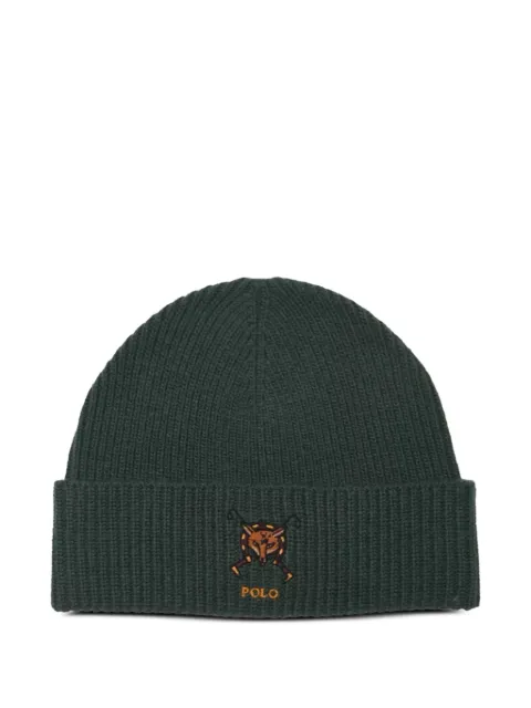Polo Ralph Lauren fox-embroidered beanie hat Green PC0918354
