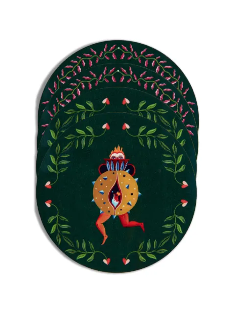 La DoubleJ disk coasters set of 4 Green CST0009CRK001HLE07GR03