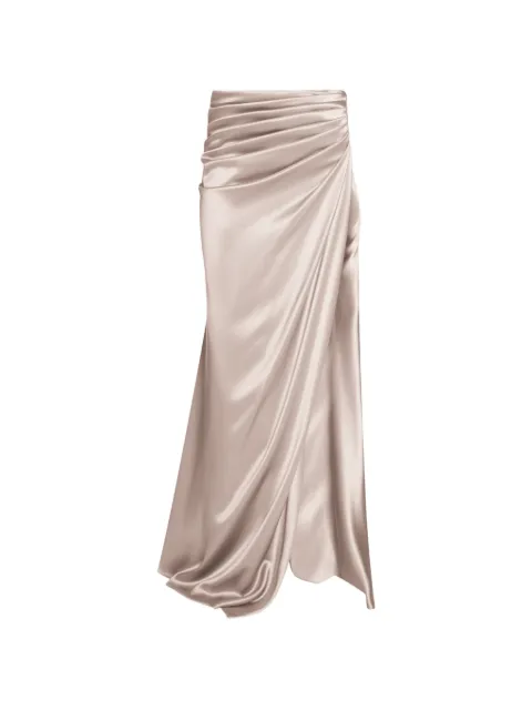 ALEXIA & ANTONIA draped side-slit maxi skirt Neutrals 21002611101